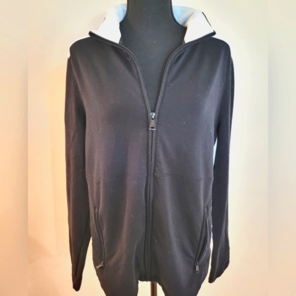 "Lauren By Ralph Lauren" Black & White Full Zip Colorblock‎ Golf Jacket (…